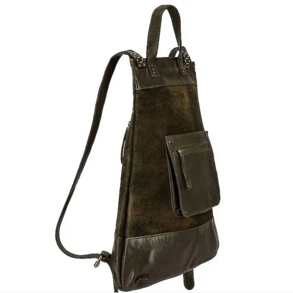 Free People x We The Free, Sage Backpack in Bitter Olive, Leather & Suede main image 12